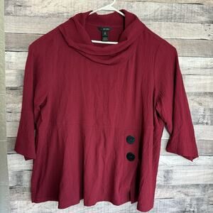 Ali Miles Womens Pucker Wine Blouse Tops Plus Size 2X